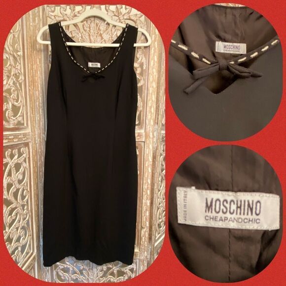 MOSCHINO cheap and chic little black dress made in Italy AEFFE Spa Y2K - Picture 1 of 5
